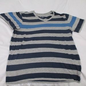 Short Sleeve Blue and Gray Strip Shirt Size Large